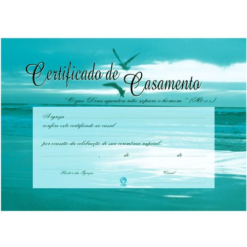 Certificado de Casamento - 20 UND
