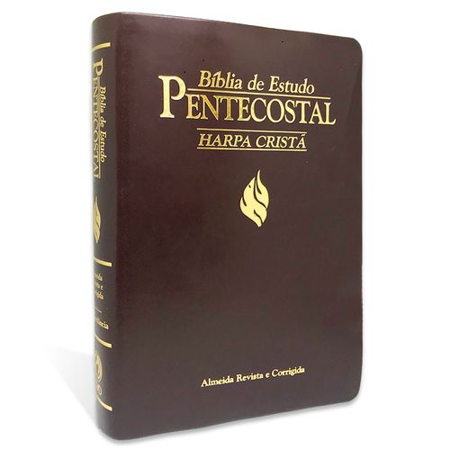 Bíblia de Estudo Pentecostal Média Luxo Harpa Marrom