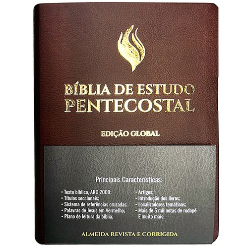 Bíblia de Estudo Pentecostal Grande Luxo Marrom (Edição Global)