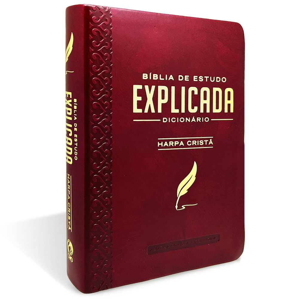 Bíblia de Estudo Explicada Média Luxo Harpa Cristã Vinho - CPAD