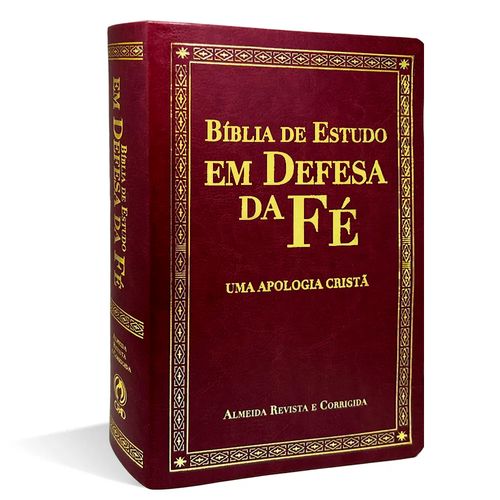 Bíblia de Estudo em Defesa da Fé Grande Luxo Vinho