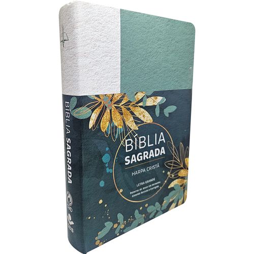 Bíblia Grande Harpa Cristã Popular Letra Grande Floral Verde/Branco