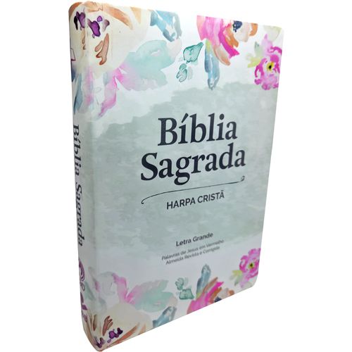 Bíblia Grande Harpa Cristã Popular Letra Grande Floral Aquarela