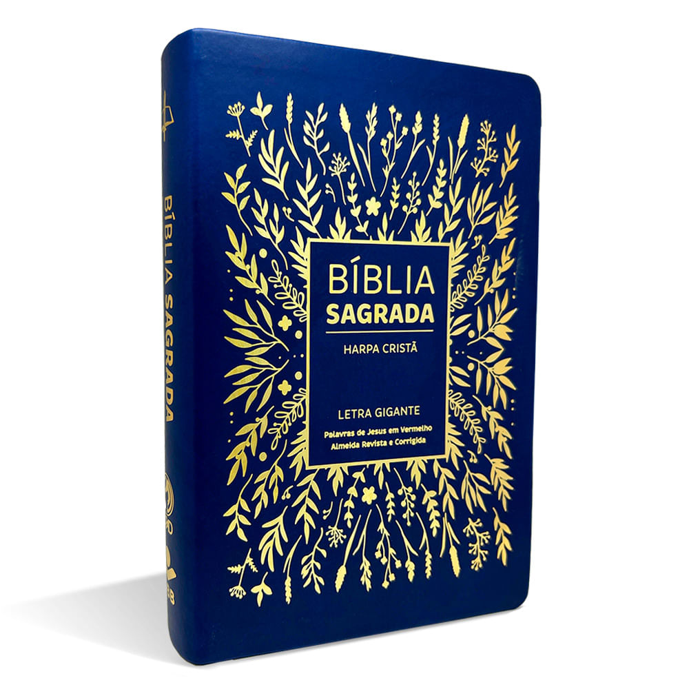Bíblia Grande Harpa Cristã Luxo Letra Gigante Floral Azul - CPAD