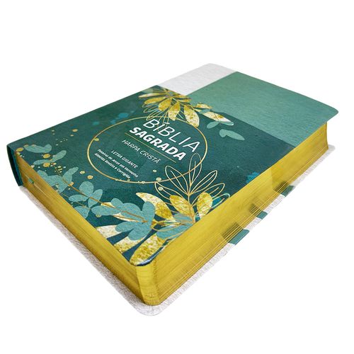 Bíblia Grande Harpa Cristã Luxo Letra Gigante Floral Verde/Branco