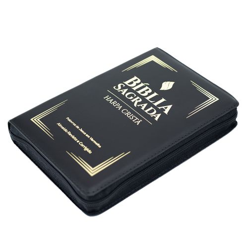 Bíblia Grande Harpa Cristã Zíper Letra Grande Preta