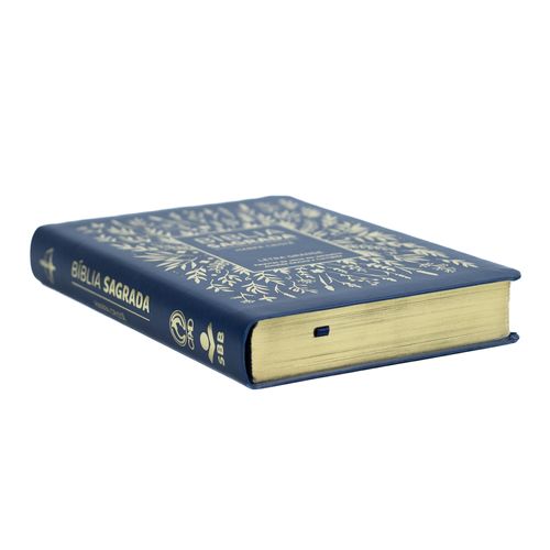 Bíblia Grande Harpa Cristã Luxo Letra Grande Floral Azul