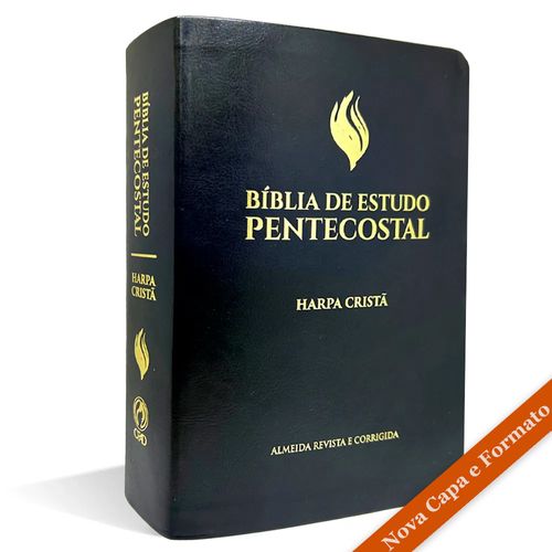 Bíblia De Estudo Pentecostal Média Luxo Harpa Cristã Preta