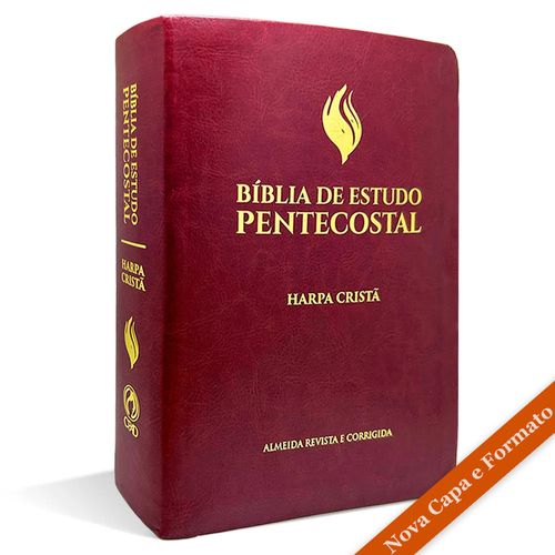Bíblia De Estudo Pentecostal Média Luxo Harpa Cristã Vinho