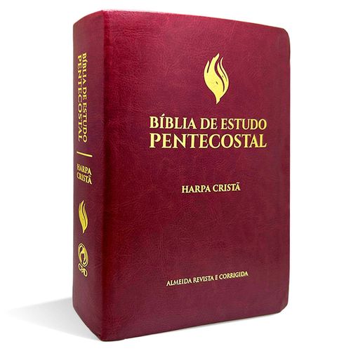 Bíblia De Estudo Pentecostal Média Luxo Harpa Cristã Vinho