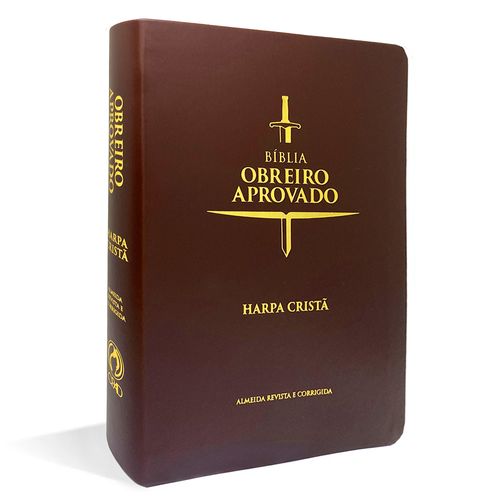 Bíblia Obreiro Aprovado Média Luxo Harpa Cristã Marrom