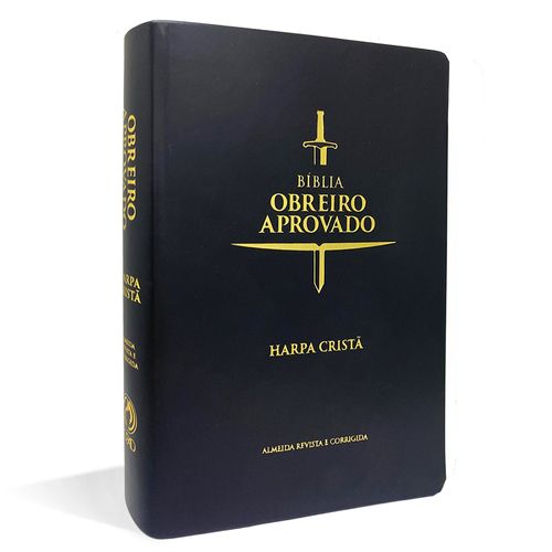 Bíblia Obreiro Aprovado Média Luxo Harpa Cristã Preta