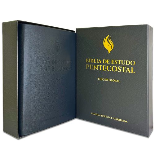 Bíblia de Estudo Pentecostal Grande - Edição Global Luxo Preta Couro Legítimo