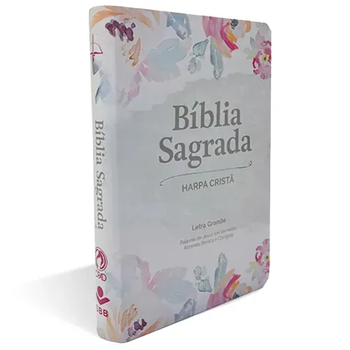 Bíblia Grande Harpa Cristã Luxo Letra Grande Floral Aquarela