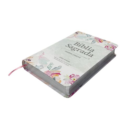 Bíblia Grande Harpa Cristã Luxo Letra Grande Floral Aquarela